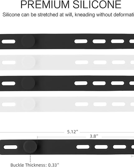 Donruby 24Pcs Silicone Cable Ties - Reusable & Washable with Locking Buckles, Adjustable Fastening Cable Management Straps, Multi-Purpose High Elasticity Cord Organizer (Black & White)