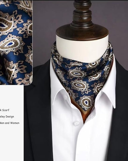 ANDANTINO 100% Real Mulberry Silk Scarf -21'' x 21''- Lightweight Neckerchief –Women Men Small Square Digital Printed Scarves
