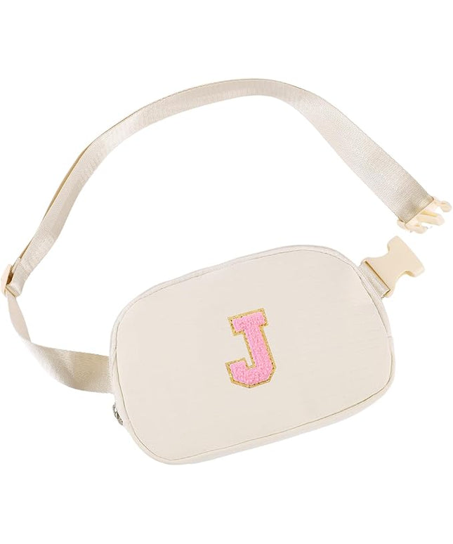 Glratn Initial Letter Fanny Pack for Girls,Patch Belt Bag,Toddler Crossbody Bags，Gifts for 3 4 5 6 7 8 9 10 11 37 Year Old Teens Kids,Christmas Graduation Gifts for Teen Girls ，(Beige-J)