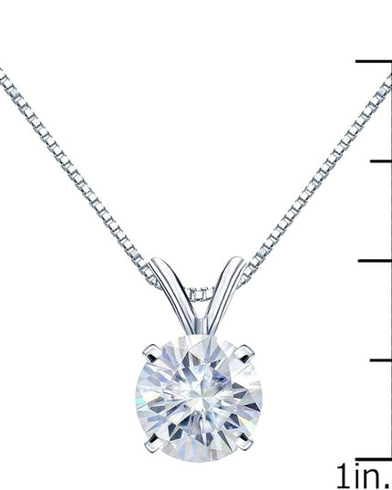 1/2 to 3 1/2 Carat Round Moissanite Solitaire Pendant Necklace in 14k Gold (H-I, cttw) 4-Prong 16 to 18 Inch Adjustable Chain Spring Ring by Diamond Wish