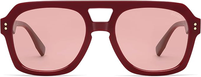 SOJOS Retro Thick Polarized Aviator Sunglasses for Women Men, Large Trendy Bold Square Pilot Shades SJ2385