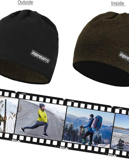 EMPIRELION Softshell Winter Fleece Lined Beanie Hats, 9" Running Skull Cap Thermal Tactical Watch Cap Men Women