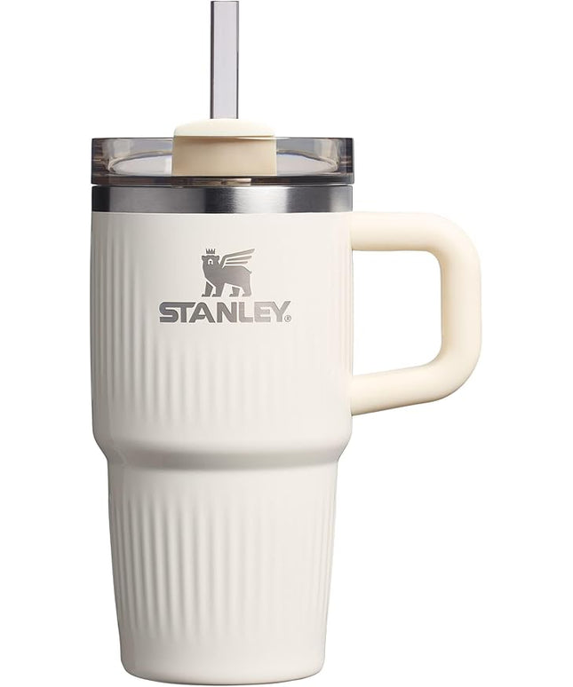 STANLEY Quencher H2.0 Tumbler with Handle and Straw 20 oz | Flowstate 3-Position Lid | Cup Holder Compatible for Travel | Insulated Stainless Steel Cup | BPA-Free | Fluted Cream Gloss