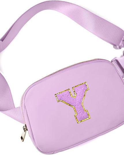 Gitus Gifts for 8 9 10 11 12 Year Old Girls Belt Bag Fanny Pack Crossbody Bags with Initial Letter Patch Cute Stuff Birthday Gifts for Teen Girls Women Personalized Trend Stuff (Lavender-Y)