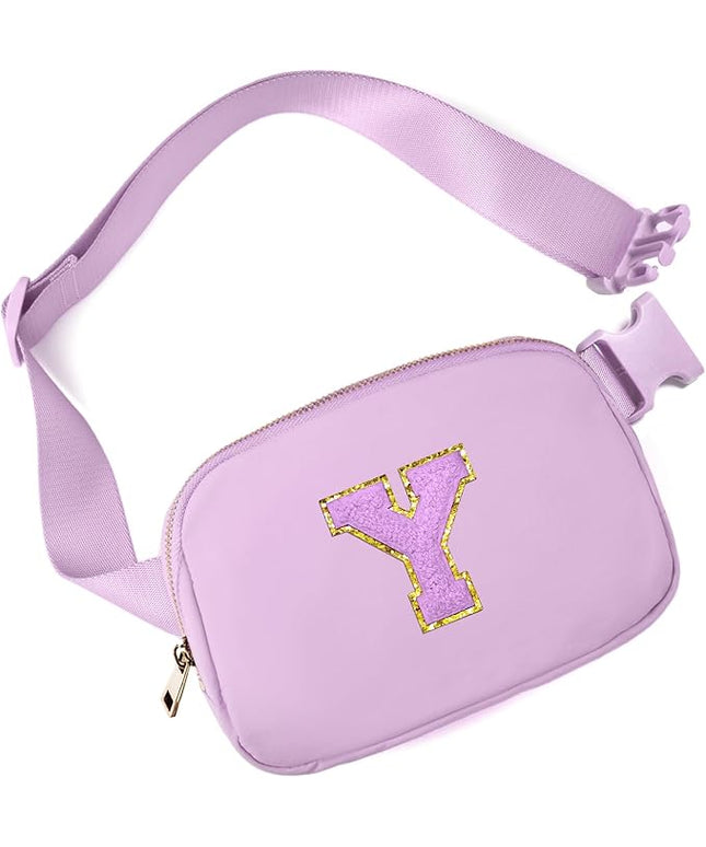 Gitus Gifts for 8 9 10 11 12 Year Old Girls Belt Bag Fanny Pack Crossbody Bags with Initial Letter Patch Cute Stuff Birthday Gifts for Teen Girls Women Personalized Trend Stuff (Lavender-Y)