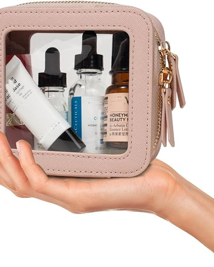 Travel Clear Makeup Bag Set, TSA Approved Cosmetic Bag Case with Zipper Portable Makeup Pouch Toiletry Bag Traveling Cosmetic Organizer Storage Bag Car Organizer Car Essentials