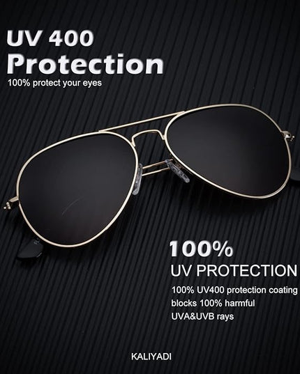 KALIYADI Classic Aviator Sunglasses for Men Women Driving Sun glasses Polarized Lens UV Blocking