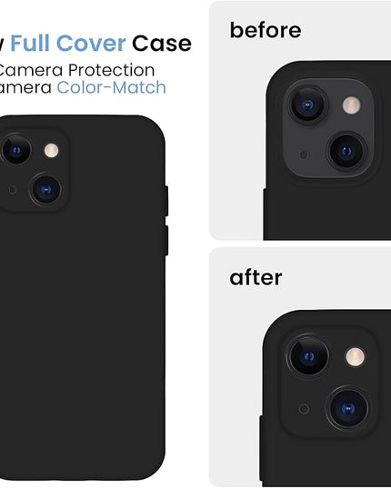 FireNova Designed for iPhone 13 Case, Silicone Upgraded [Camera Protection] Phone Case with [2 Screen Protectors], Soft Anti-Scratch Microfiber Lining Inside, 6.1 inch, Black