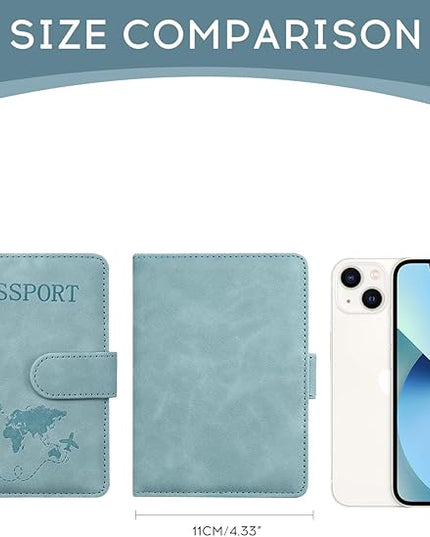 ILIYAH-Passport Cover-Passport Holder Travel Wallet-RFID Blocking Passport Case Travel Accessories Card Holder Wallet Unisex Travel Gifts(Blue)