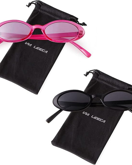 VIA LEECA Trendy Oval Sunglasses Women 90’s Vintage Sun Glasses Fashion Tinted Glasses UV400 Protection