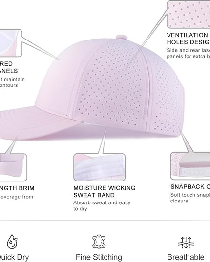 VOBOOM Men Quick Dry Baseball Cap Laser Cut Mesh Ball Curved Brim Snapback Hat