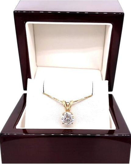 1/2 to 3 1/2 Carat Round Moissanite Solitaire Pendant Necklace in 14k Gold (H-I, cttw) 4-Prong 16 to 18 Inch Adjustable Chain Spring Ring by Diamond Wish