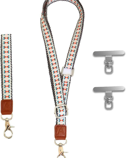 LEMEDE Wrist Keychain and Adjustable Phone Lanyard, Silver Hook Phone Crossbody Strap with 360° Rotating Phone Pads