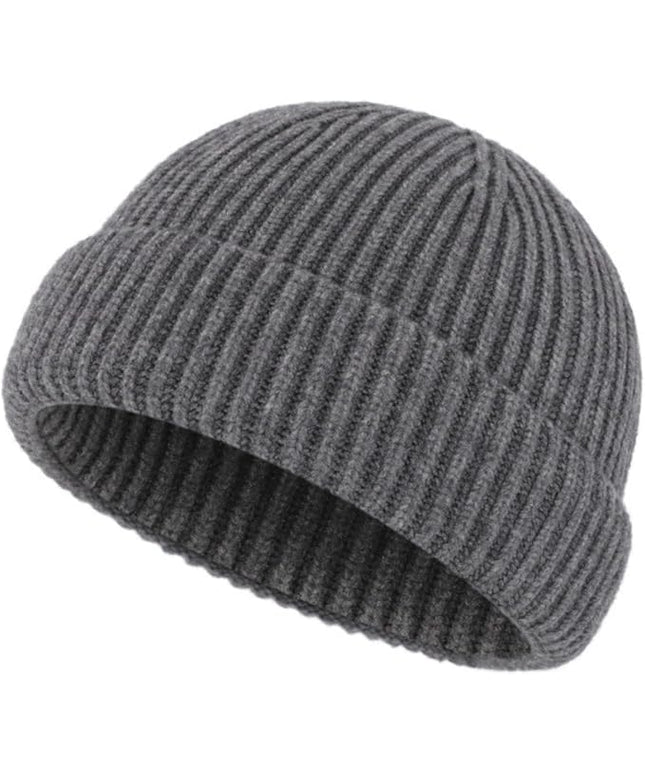 Stylish Wool Knit Short Cuff Fisherman Beanie for Men and Women Unisex Warm Winter Hat