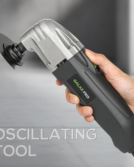 GALAX PRO 22000 OPM 2.0A Oscillating Multi Tool, 3 Degree Oscillating Angle with 3 Pieces Saw Blades, 1 Piece Semi Circle Blade Sanding Plate, 6 Pieces Sanding Papers for Grinding
