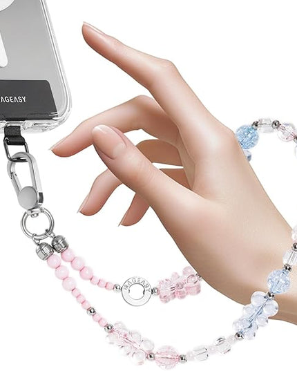 MAGEASY Beaded Phone Charm for Women - Cell Phone Wrist Strap with Teather Tab, Designed for iPhone & Android Phones, Keychain, Camera - Bear Bliss