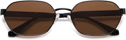 SOJOS Trendy Polarized Hexagon Sunglasses for Women Men, UV400 Retro Rectangle Shades SJ1238