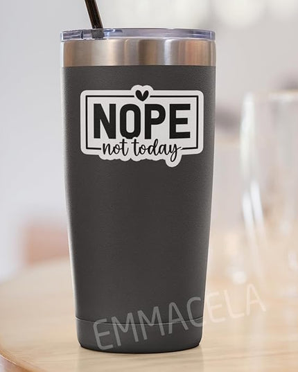 (3PCS) Nope Not Today Sticker, Funny Sarcastic Stickers - Waterproof Vinyl Decals for Laptop, Tumbler, Water Bottle, Scrapbook Size 3" x 2 "