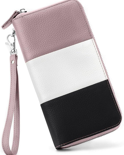 Moflycom Womens Wallet RFID Blocking Genuine Leather Multi Credit Card Large Capacity Zip Around Clutch Travel Purse Wristlet