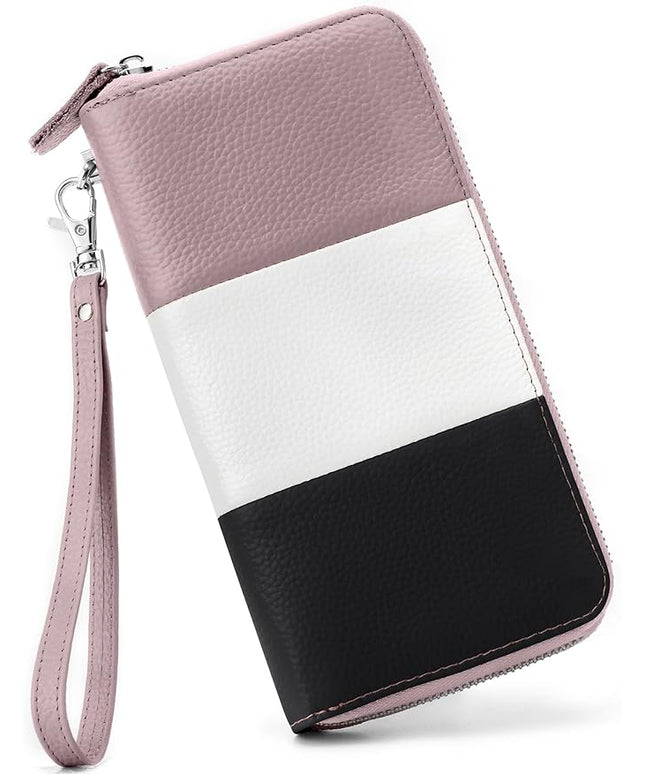 Moflycom Womens Wallet RFID Blocking Genuine Leather Multi Credit Card Large Capacity Zip Around Clutch Travel Purse Wristlet