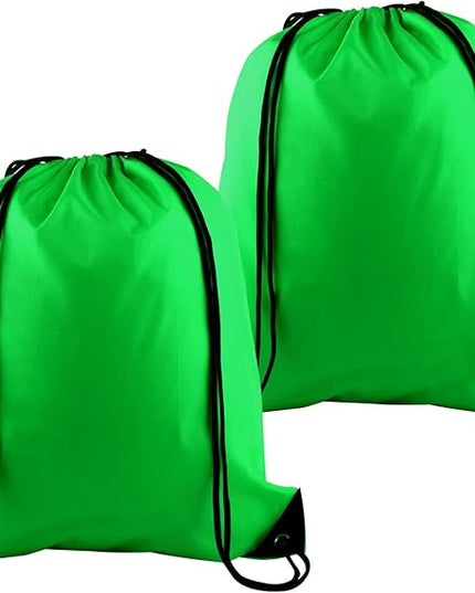 KUUQA 2Pcs Green Drawstring Backpack Bags Cinch Sack Bulk String Backpack Storage Bag