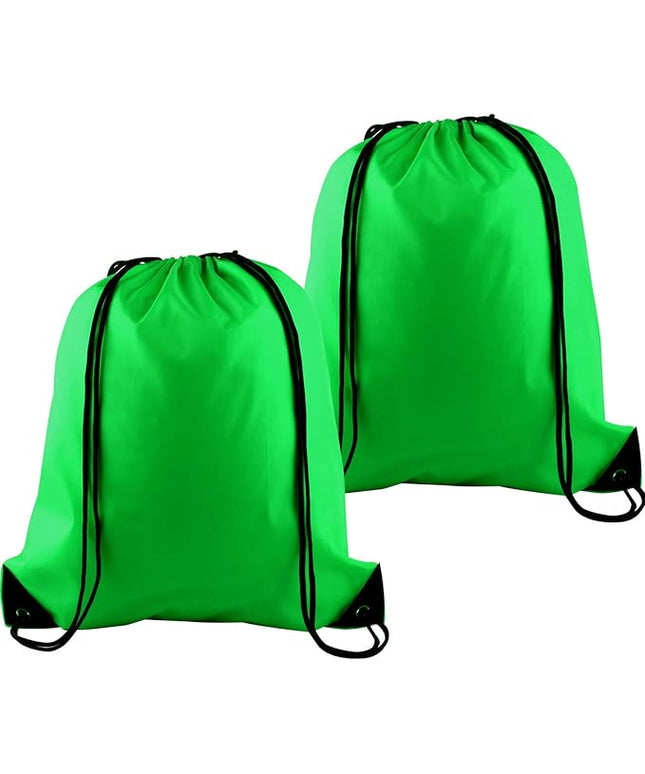 KUUQA 2Pcs Green Drawstring Backpack Bags Cinch Sack Bulk String Backpack Storage Bag