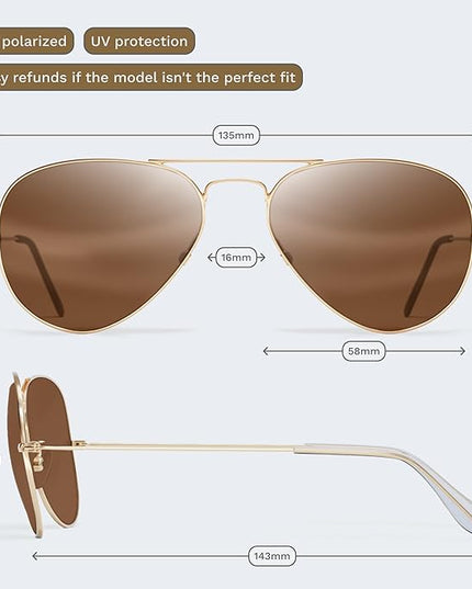 livho Sunglasses for Men Women Aviator Polarized Metal Mirror UV 400 Lens Protection