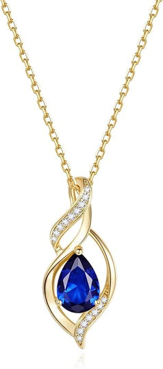 FANCIME Birthstone Necklace for Women Teardrop Necklace S925 Sterling Silver Infinity Love Birthday Gifts for Mom Women Girls, 16"+2" Inches