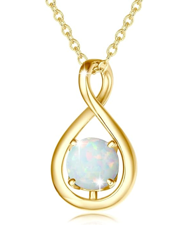 FANCIME Birthstone Necklaces for Women Fine Jewelry Sterling Silver Dainty Infinity Pendant Anniversary Birthday Christmas Gifts for Her Wife Mom Lady Daughter, Chain 16"+2" Extend