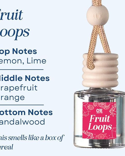 CE CRAFT Car Air Freshener Diffuser, Fruit Loops, 2 Pack Air Deodorizer for Essential Oils, Long Lasting Car Diffuser Bottle, Reusable Jar, Multicolor