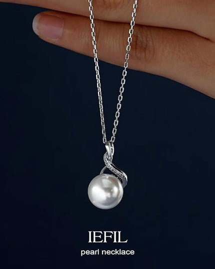 Iefil 10-11mm Tahitian Black Pearl & Freshwater Pearl Necklace - S925 Sterling Silver Pearls Necklace, Anniversary Birthday Gifts for Women Wife Girlfriend Mom