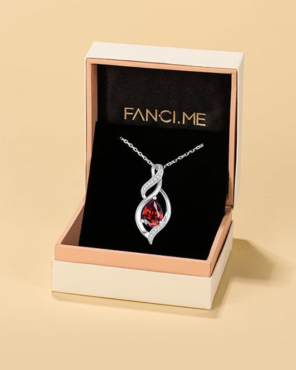 FANCIME Birthstone Necklace for Women Teardrop Necklace S925 Sterling Silver Infinity Love Birthday Gifts for Mom Women Girls, 16"+2" Inches