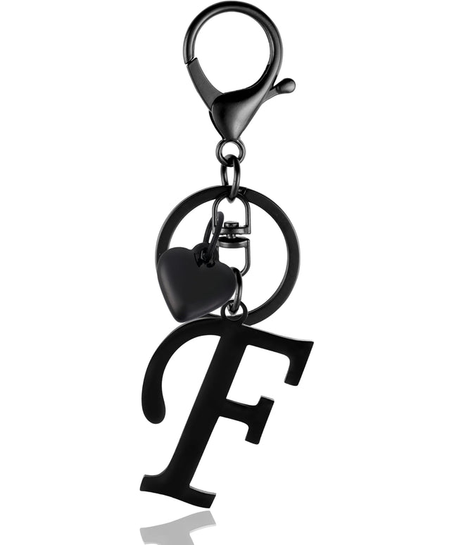 A-Z Heart Initial Letter Keychain, Stainless Steel Alphabet Charm for Handbags, Gift for Women and Girls