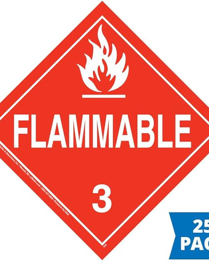 Class 3 Flammable Liquid Placard, Worded 25-pk. - 10.75" x 10.75" Polycoated Tagboard for Temporary Applications, DOT Hazmat Compliant, J. J. Keller & Associates, Inc.
