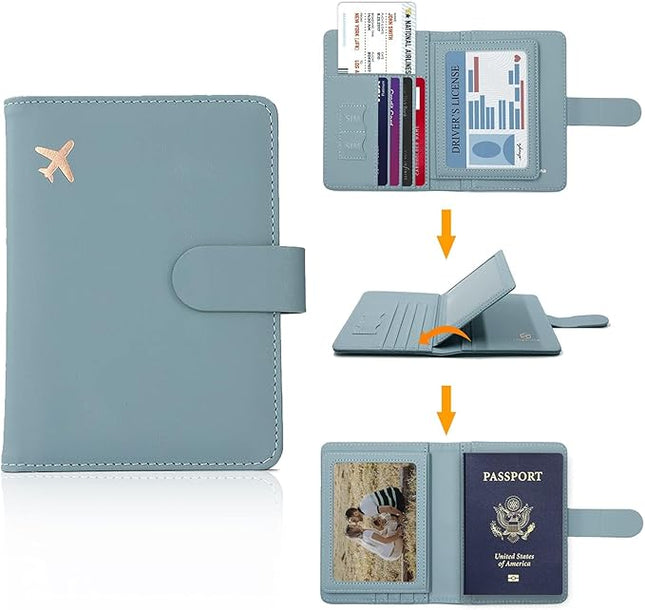 Melsbrinna Rfid Passport Holder for Travel women/Men, Cute Passport Wallet Rfid Blocking Card Slots, Rfid Passport Cover/CaseTravel Wallet, Passport Book Holder (1, Green2)