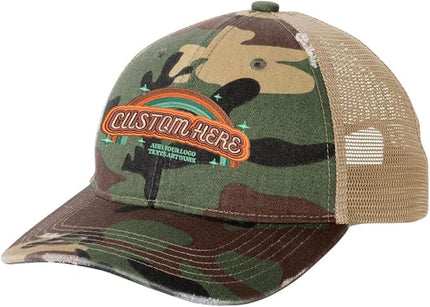 INK STITCH C600 Custom Embroidery Texts Logo Distressed Trucker Caps