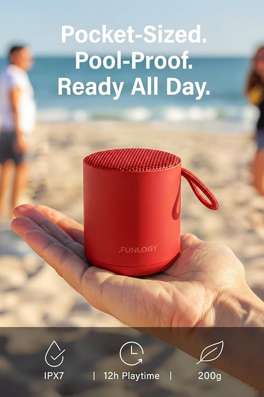 Portable Mini2 Bluetooth Speaker, Wireless Portable Speaker with Deep Bass, IPX7 Waterproof, TWS Stereo Pairing, Built-in Mic, Small Speaker for Shower, Outdoor, Travel, Red