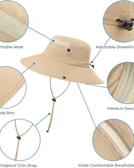3 Pack Mens Boonie Sun Hat UV Protection Outdoor Bucket Fishing Hat for Hiking Safari & Gardening