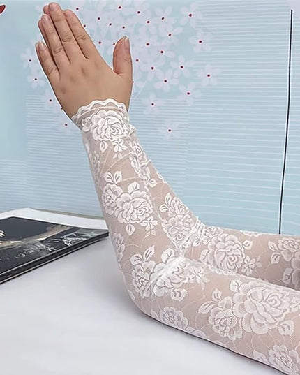 Women's Short Lace Gloves Fingerless for Driving Wedding Wrist Length Bridal Prom Gloves