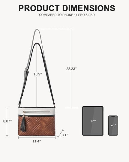 BOSTANTEN Crossbody Purses for Women Medium Shoulder Bag Quilted Handbags with Zipper Pocket