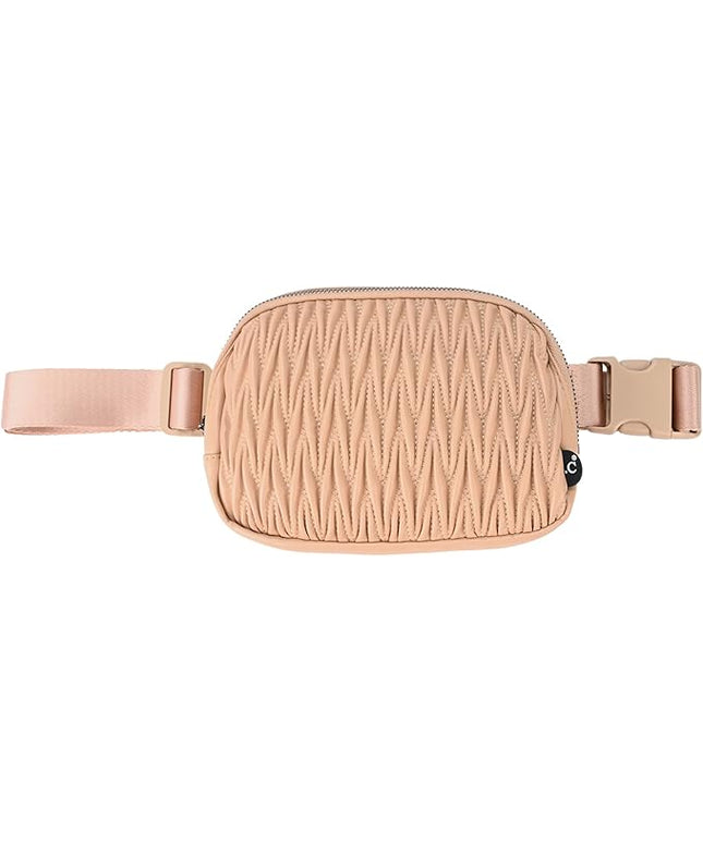 C.C Belt Bag for Women – Quilted Fanny Pack Crossbody Waist Bag with Adjustable Strap, Fashion Gift Idea (Materasse - Camel)