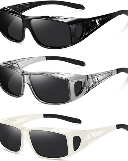 Wzerry Sunglasses Fit Over Glasses Polarized for Men Women, Wrap-Around Glasses UV400 Protection for Driving and Outdoor