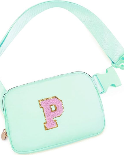 Uygafly Belt Bag Fanny Pack Crossbody Bags with Initials Letter Patch Cute Stuff Birthday Gifts for Teenager Girls Trendy Stuff for Teens | Light Green,P
