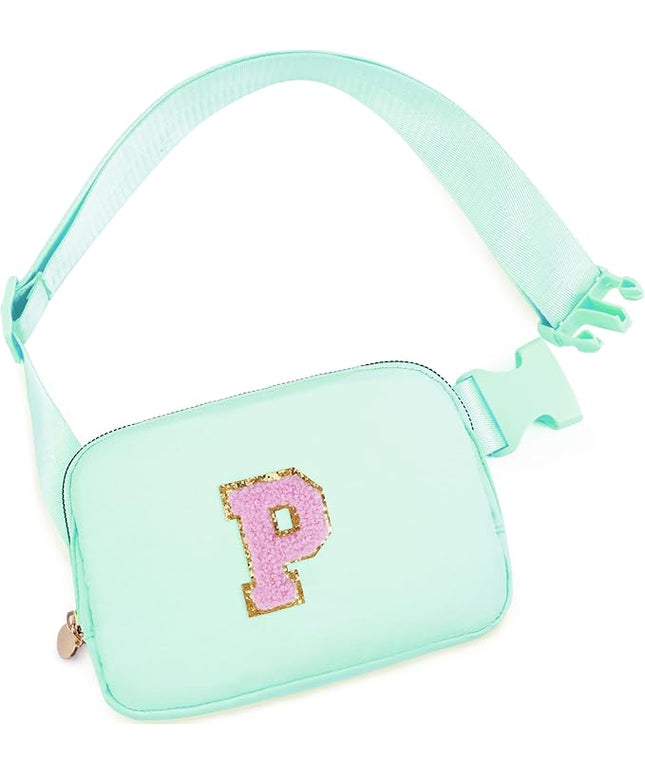 Uygafly Belt Bag Fanny Pack Crossbody Bags with Initials Letter Patch Cute Stuff Birthday Gifts for Teenager Girls Trendy Stuff for Teens | Light Green,P