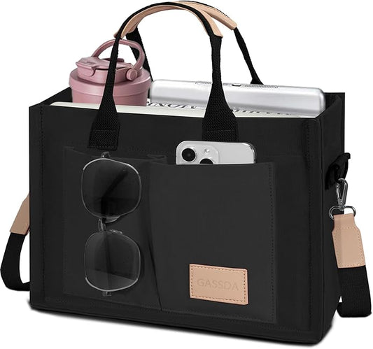 Canvas Tote Bag for Women Crossbody Work Purse with Pockets Top Handle Handbag Satchel Bags for Travel Nurse Teacher