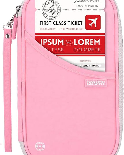 defway Passport Holder Travel Wallet - Family Passport Holder of 4, RFID Blocking Passport Wallet for Men Women, Travel Essentials for Flying (Pink)