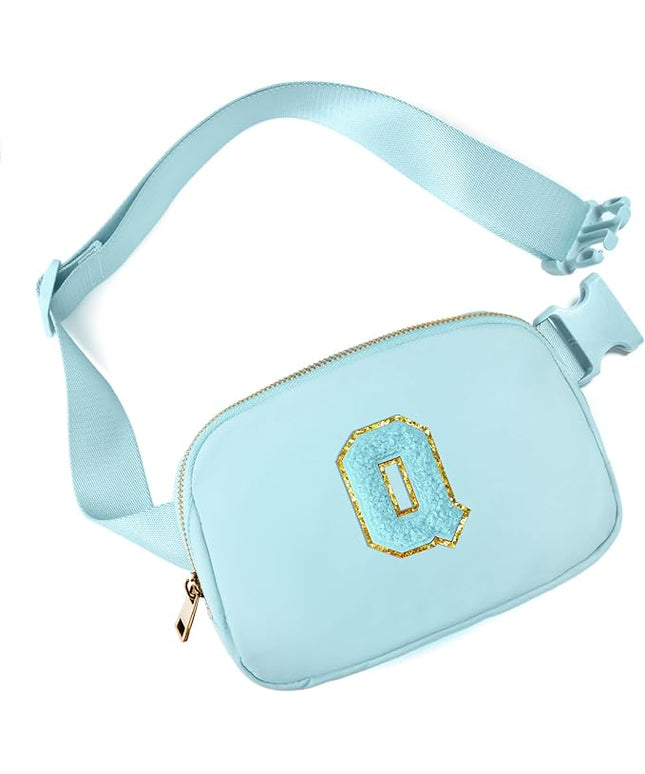Gitus Gifts for 8 9 10 11 12 Year Old Girls Belt Bag Fanny Pack Crossbody Bags with Initial Letter Patch Cute Stuff Birthday Gifts for Teen Girls Women Personalized Trend Stuff (Icing Blue-Q)
