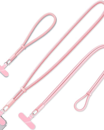 3 Pack Phone Lanyard,1×Phone crossbody strap,1×Phone Neck Strap,1×Wrist Strap,3×Tether Tabs,Universal Cell Phone Multifuctional Patch Polyester Lanyards(Pink)