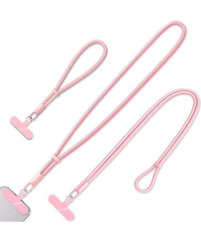 3 Pack Phone Lanyard,1×Phone crossbody strap,1×Phone Neck Strap,1×Wrist Strap,3×Tether Tabs,Universal Cell Phone Multifuctional Patch Polyester Lanyards(Pink)
