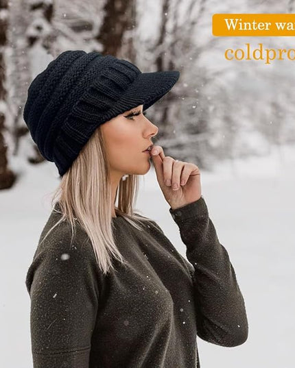 XYIYI Beanie Tail Winter Warm Knit Messy High Bun Ponytail Hats Visor Beanie Cap